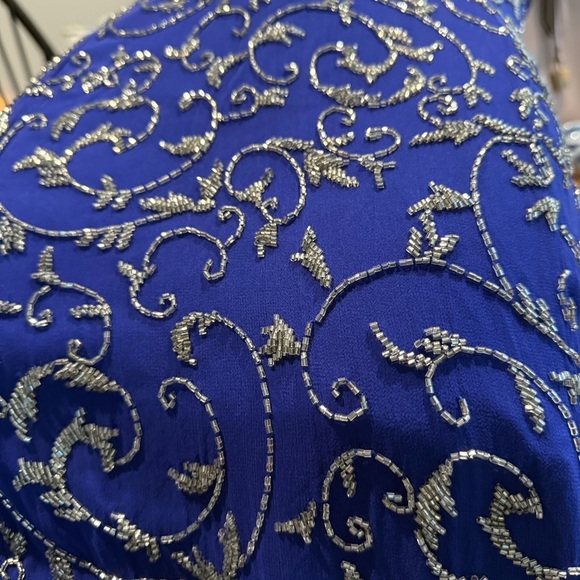 Niteline 100% Silk 1980’s Blue Beaded Dress - Picture 4 of 16